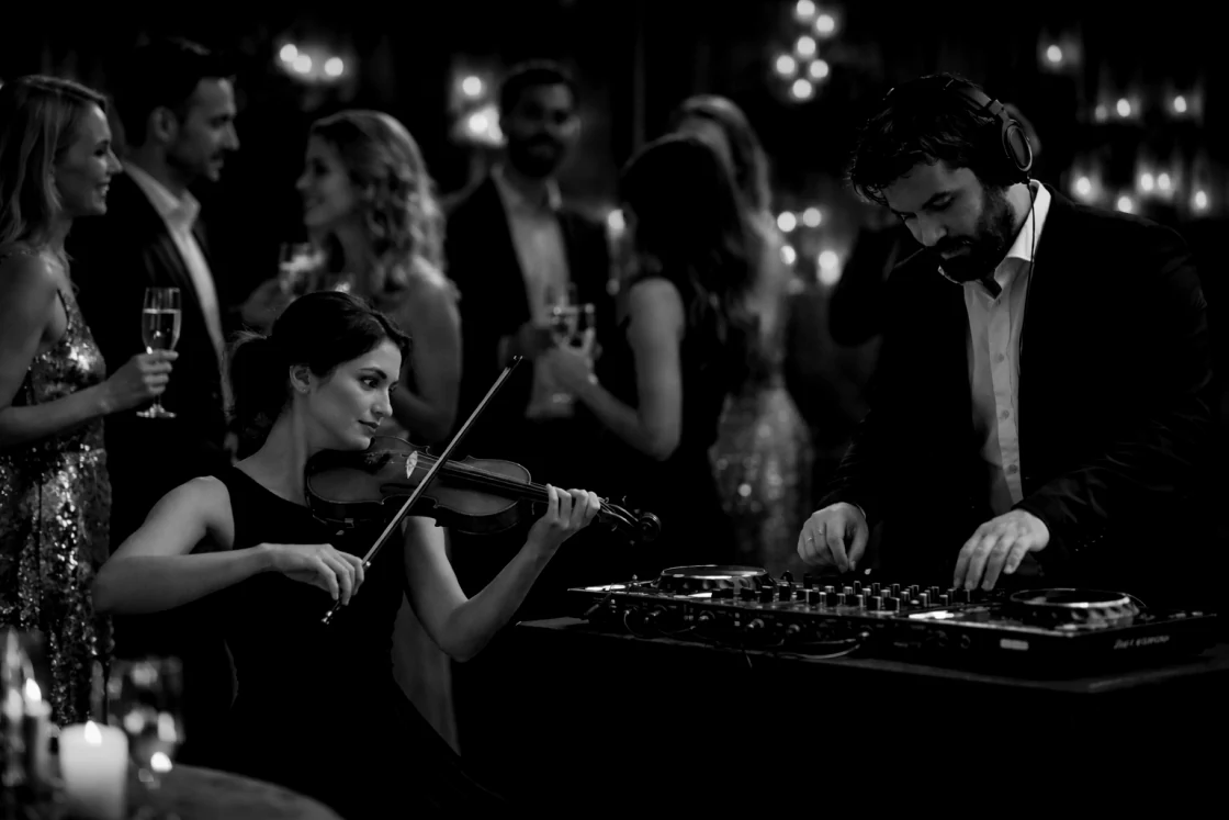 Atuação de violino num evento empresarial